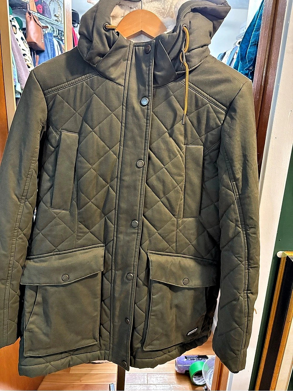 Hunter Women's Hunter Field Jacket Field Jacket Quilted Hooded Jacket Green